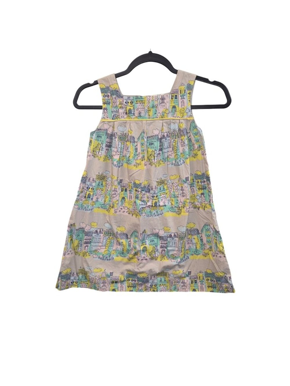 Mini Boden Girls 7/8Y Cotton Lined Sleeveless Dress Colorful City Print 4634